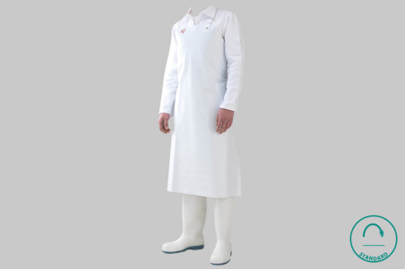 Tablier de cuisine professionnel Manulatex Yankee 35 en vinyle blanc - 90x115cm