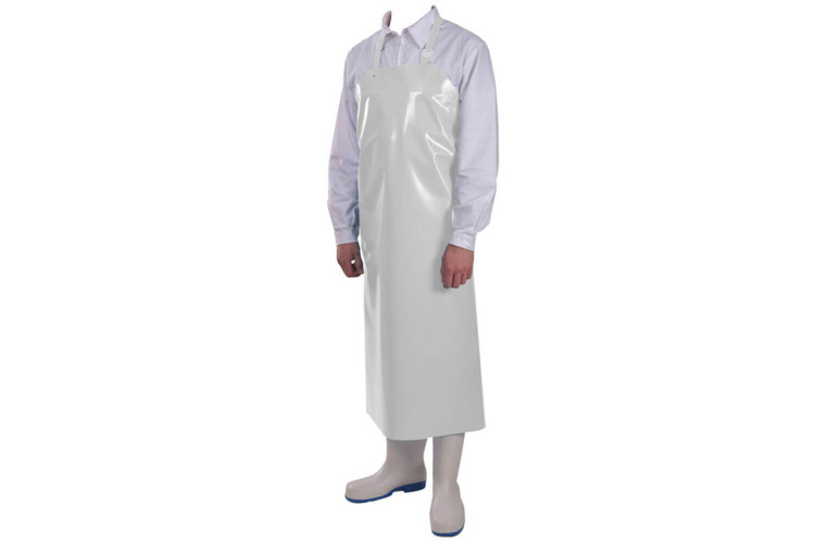 Tablier de cuisine professionnel Manulatex Delta en polyuréthane blanc - 100x115cm
