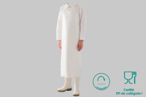 Tablier de cuisine professionnel Manulatex Delta en polyuréthane blanc - 100x115cm 2