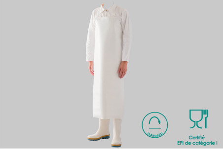 Tablier de cuisine professionnel Manulatex Delta en polyuréthane blanc - 100x115cm