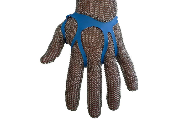 Lot de 100 fixe-gants cotte de maille Manulatex en polyuréthane bleu - Taille M