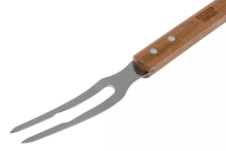 Fourchettes Télescopiques Barbecue Bremermann - Lot De 2 Avec Sac Ceinture - Acier Inoxydable/bambou