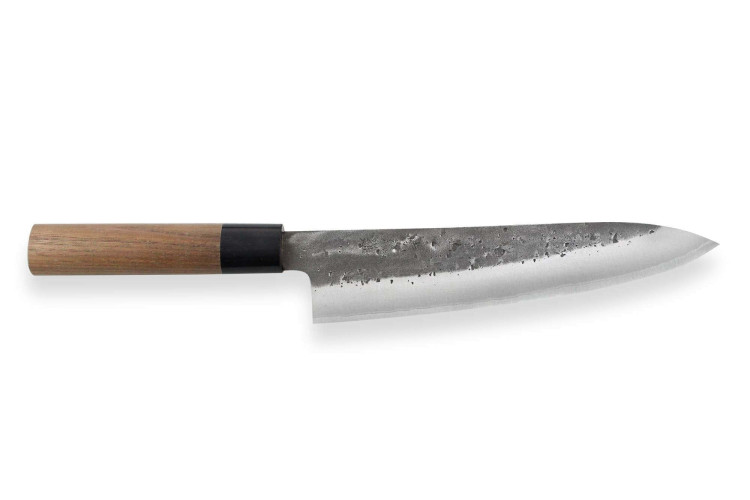 Couteau de chef japonais traditionnel Wusaki Nakata BS2 manche en noyer - Lame San Mai 21cm