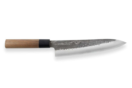 Couteau de chef japonais traditionnel Wusaki Nakata BS2 manche en noyer - Lame San Mai 21cm