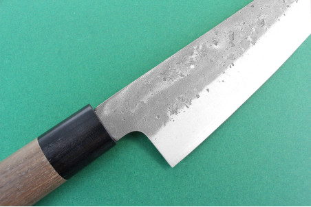 Couteau de chef japonais traditionnel Wusaki Nakata BS2 manche en noyer - Lame San Mai 21cm