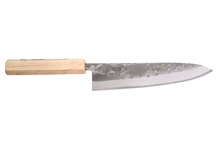 Couteau de chef japonais traditionnel Wusaki Nakata Erable BS2 manche en érable - Lame San Mai 21cm