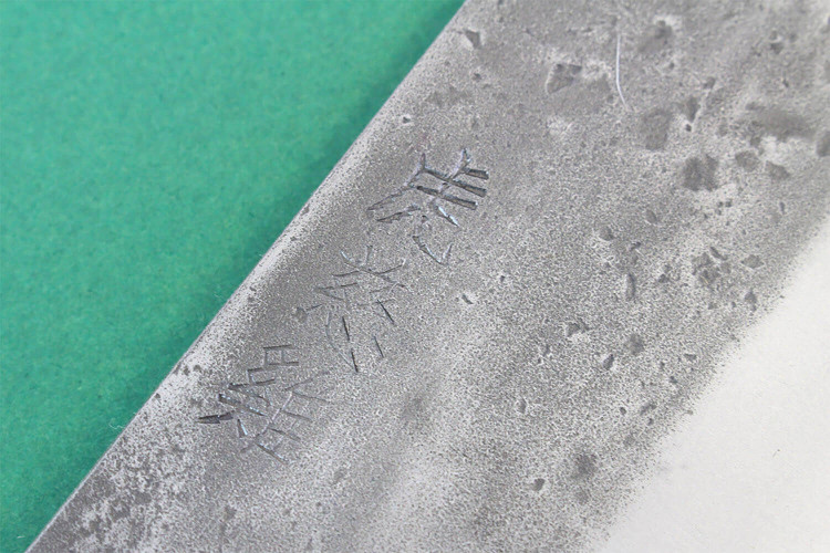 Couteau nakiri japonais traditionnel Wusaki Nakata BS2 manche en noyer - Lame San Mai 16,5cm