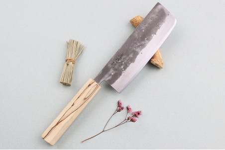 Couteau nakiri japonais traditionnel Wusaki Nakata Erable BS2 manche en érable - Lame San Mai 16,5cm