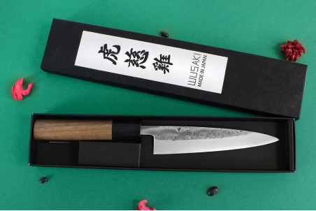Couteau universel japonais traditionnel Wusaki Nakata BS2 manche en noyer - Lame San Mai 13,5cm