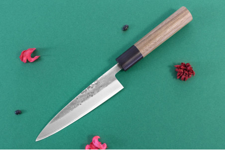 Couteau universel japonais traditionnel Wusaki Nakata BS2 manche en noyer - Lame San Mai 13,5cm