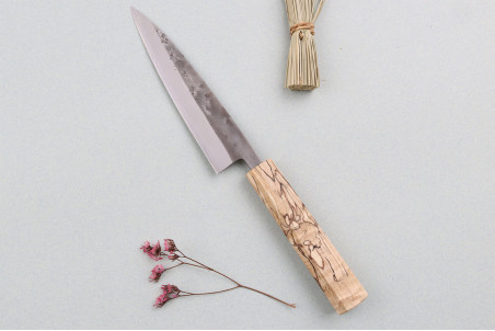 Couteau universel japonais traditionnel Wusaki Nakata Erable BS2 manche en érable - Lame San Mai 13,5cm
