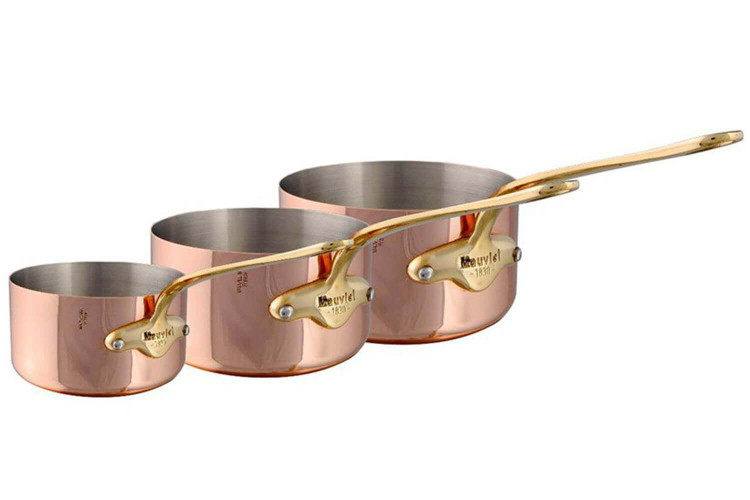 Casserole Mauviel M'Héritage 200B en cuivre inox et poignée en bronze