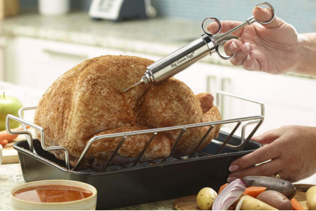 Seringue de cuisine Big Green Egg en acier inox - 2 aiguilles