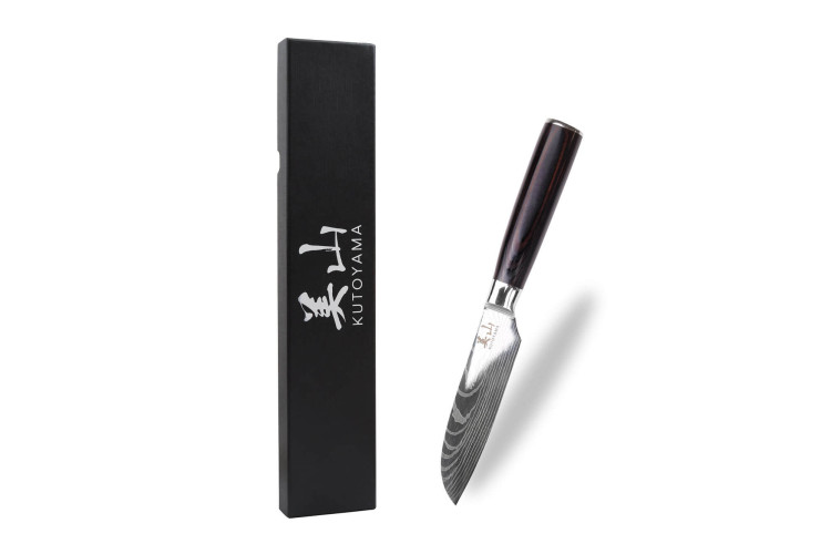 Couteau santoku en acier inoxydable Kutoyama Black Pakka 12cm