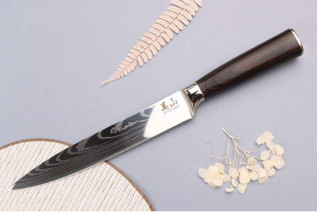 Couteau à découper en acier inoxydable Kutoyama Black Pakka 20cm