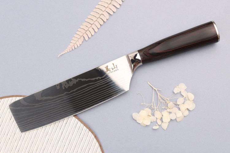 Couteau nakiri en acier inoxydable Kutoyama Black Pakka 17cm