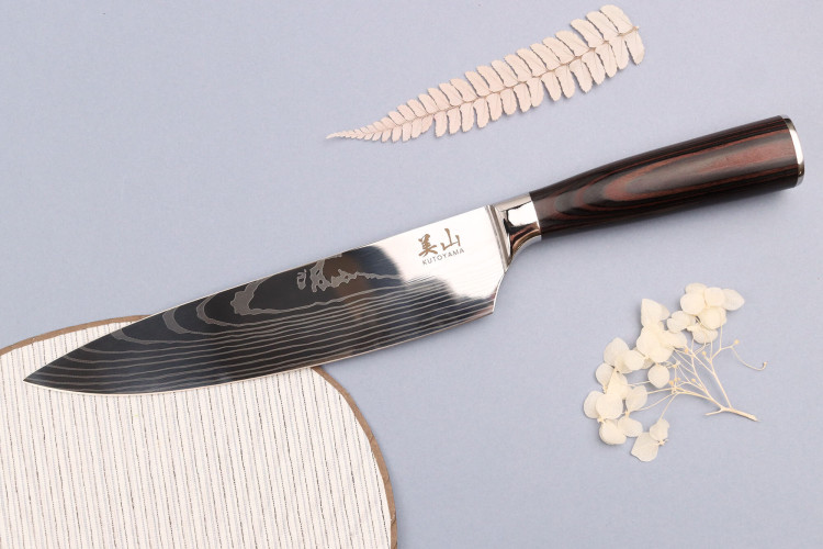 Couteau de chef en acier inoxydable Kutoyama Black Pakka 20cm