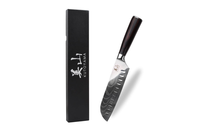 Couteau santoku alvéolé en acier inoxydable Kutoyama Black Pakka 17cm