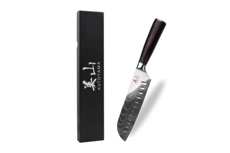 Couteau santoku alvéolé en acier inoxydable Kutoyama Black Pakka 17cm