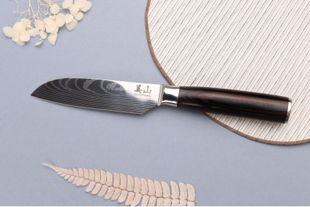 Coffret de couteaux Kutoyama Black Pakka 3 pièces : office + santoku + chef
