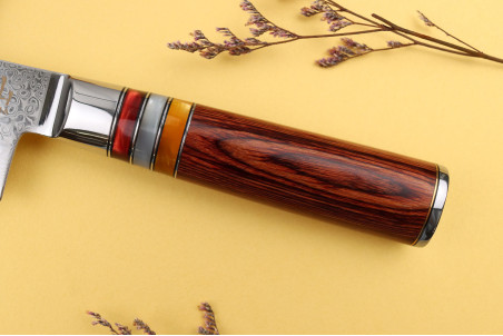 Couteau de chef en acier VG10 Kutoyama damas pakka rainbow 20cm