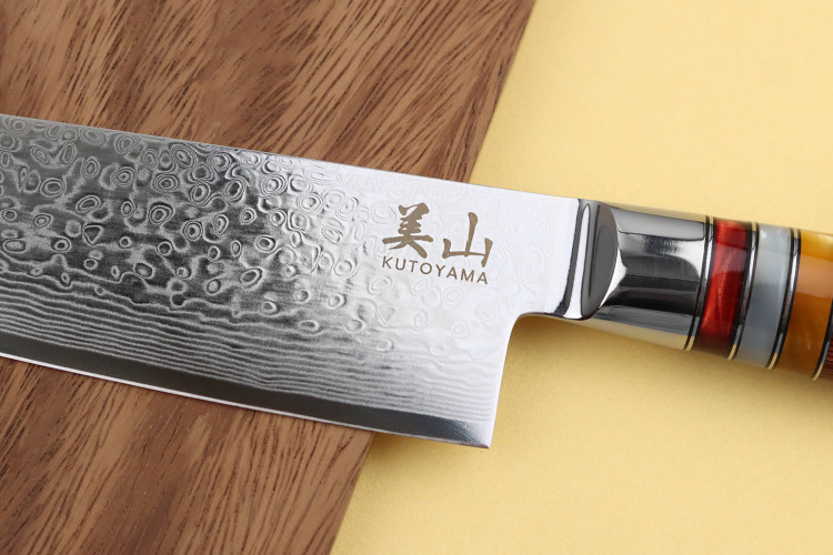 Couteau de chef en acier VG10 Kutoyama damas pakka rainbow 20cm