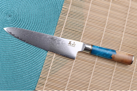 Couteau de chef Kutoyama Damas Azur lame acier VG10 20cm