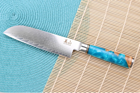 Couteau santoku Kutoyama Damas Azur lame acier VG10 17cm