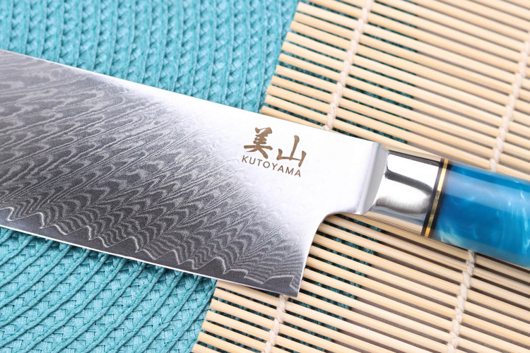 Couteau nakiri Kutoyama Damas Azur lame acier VG10 17cm