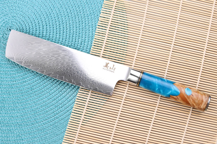 Couteau nakiri Kutoyama Damas Azur lame acier VG10 17cm