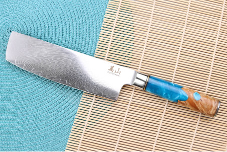 Couteau nakiri Kutoyama Damas Azur lame acier VG10 17cm