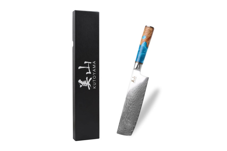 Couteau nakiri Kutoyama Damas Azur lame acier VG10 17cm