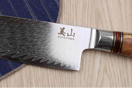 Couteau santoku Kutoyama Damas Nid d'Abeille lame acier VG10 17cm