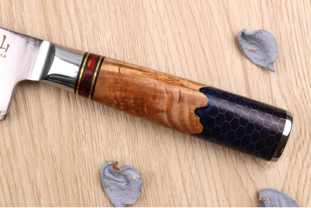 Couteau santoku Kutoyama Damas Nid d'Abeille lame acier VG10 17cm