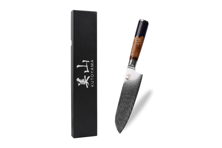 Couteau santoku Kutoyama Damas Nid d'Abeille lame acier VG10 17cm