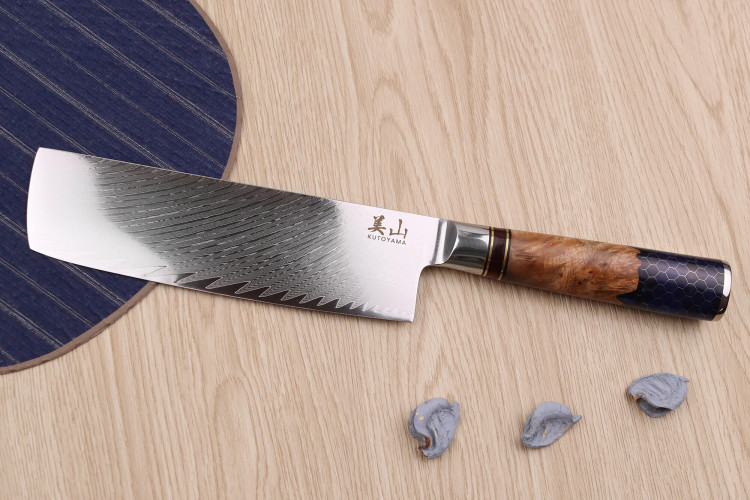 Couteau nakiri Kutoyama Damas Nid d'Abeille lame acier VG10 17cm