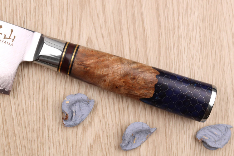 Couteau nakiri Kutoyama Damas Nid d'Abeille lame acier VG10 17cm