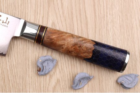 Couteau nakiri Kutoyama Damas Nid d'Abeille lame acier VG10 17cm