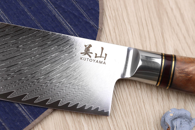 Couteau nakiri Kutoyama Damas Nid d'Abeille lame acier VG10 17cm