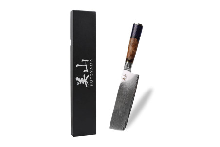 Couteau nakiri Kutoyama Damas Nid d'Abeille lame acier VG10 17cm