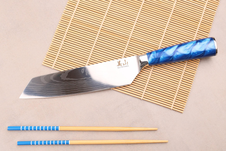 Couteau de chef kiritsuke Kutoyama Blue Wave lame 20cm