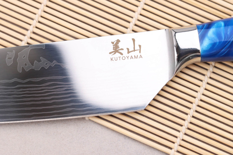 Couteau de chef kiritsuke Kutoyama Blue Wave lame 20cm