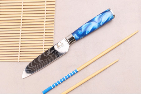 Couteau santoku Kutoyama Blue Wave lame 12cm