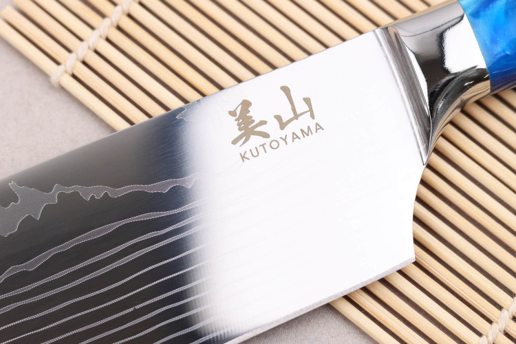 Couteau nakiri Kutoyama Blue Wave lame 17cm