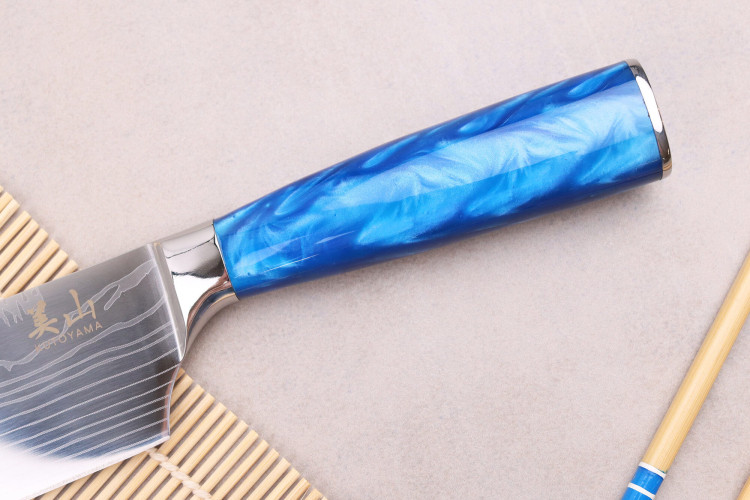 Couteau nakiri Kutoyama Blue Wave lame 17cm