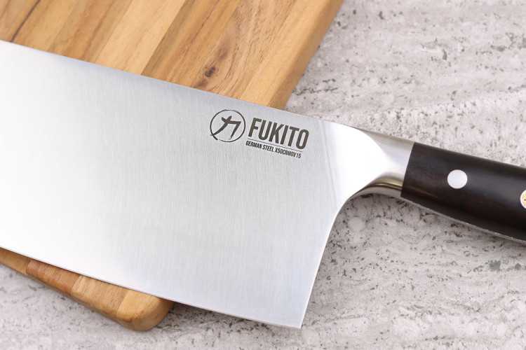 Couteau de chef chinois en inox Fukito Ebène X50 - Longueur 17,5cm