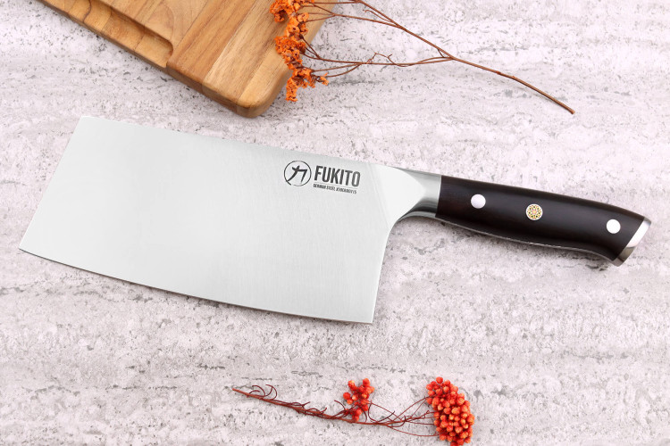 Couteau de chef chinois en inox Fukito Ebène X50 - Longueur 17,5cm