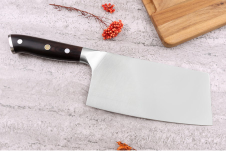 Couteau de chef chinois en inox Fukito Ebène X50 - Longueur 17,5cm