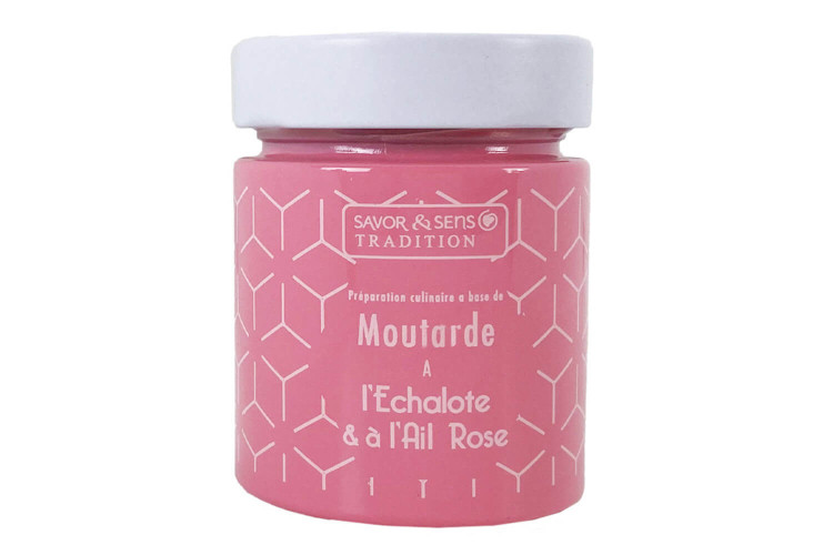 Moutarde traditionnelle saveur échalote et ail Savor&Sens Color Block - Pot de 130g