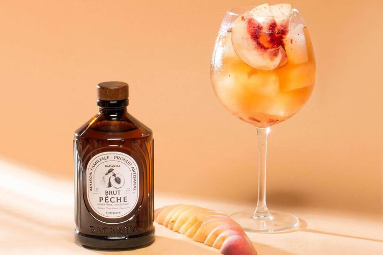 Sirop de pêche certifié bio Bacanha 40cl - Fabrication artisanale française